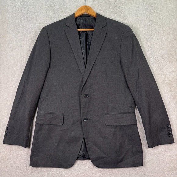 Carlo Lusso Blazer Jacket Mens 40R Dark Gray Long Sleeve Single Breasted Formal - Picture 2 of 12